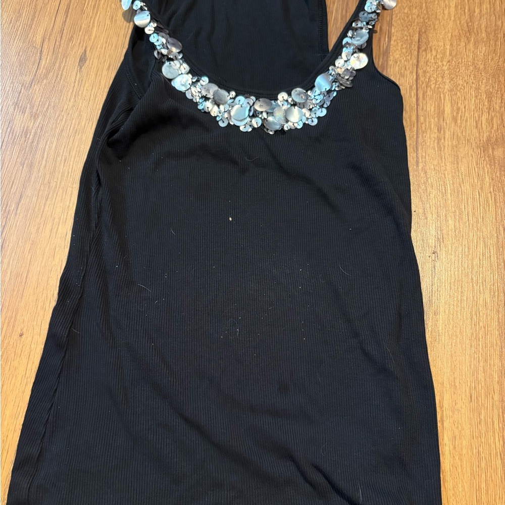 Express Black Tank Top with Blue Accents